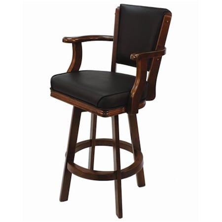 Ram Game Room 30 In. Seat Height Backed Swivel Arms Barstool - English Tudor BSTL2-ET